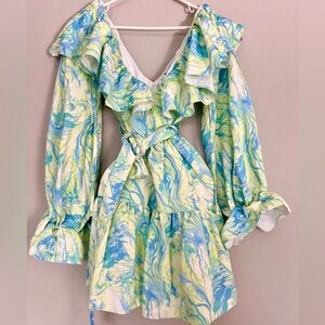 ASOS LUXE Dress (white & green)